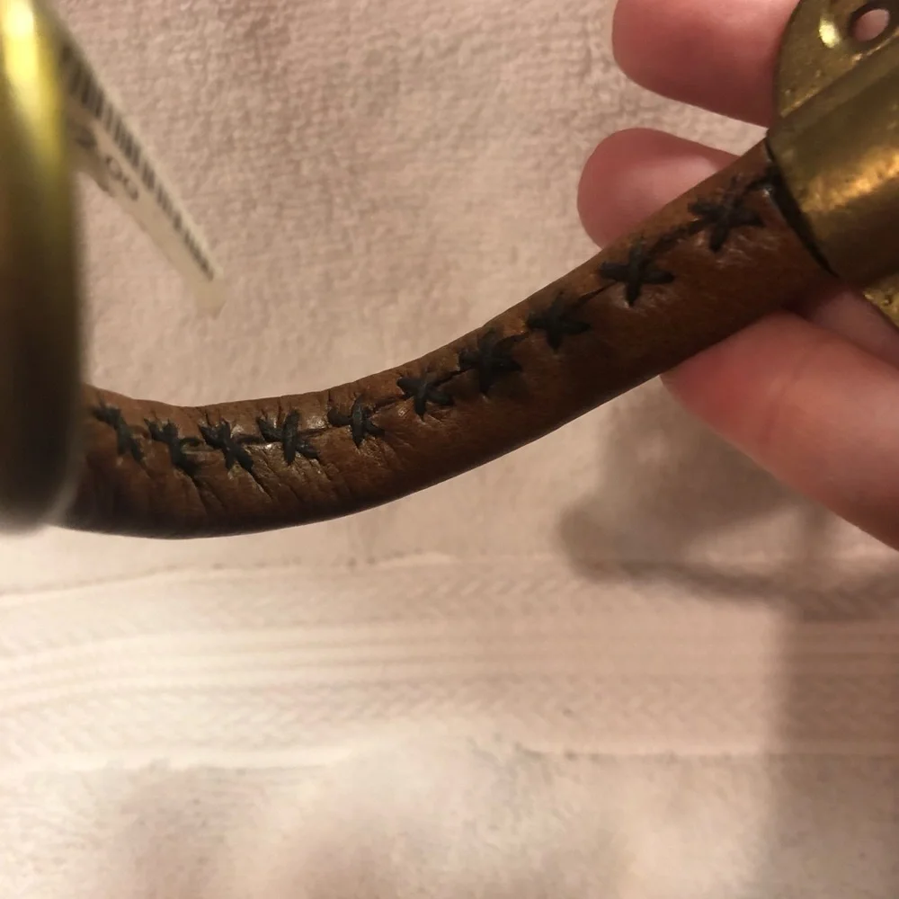 Metal brass monogram M and leather home decor hook